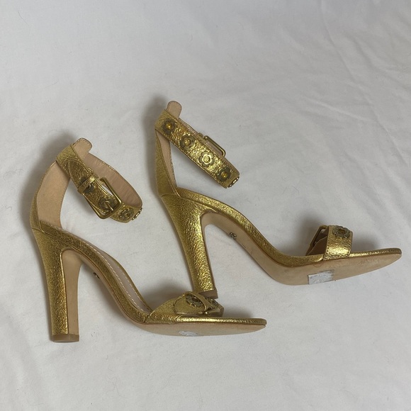 Coach Gold Elizabeth Heels with Tea Rose Eyelets and Ankle Strap Women 6 - Picture 11 of 11